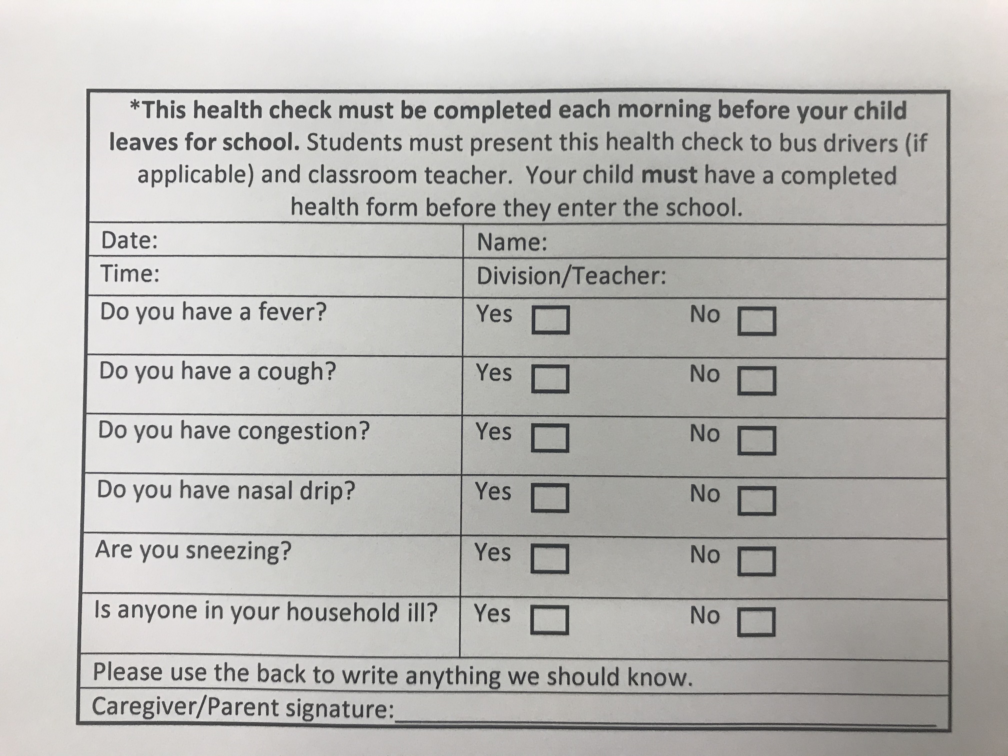 Home Daily Health Checks